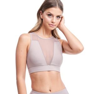 Mocha Torrey mesh v cut sports bra
